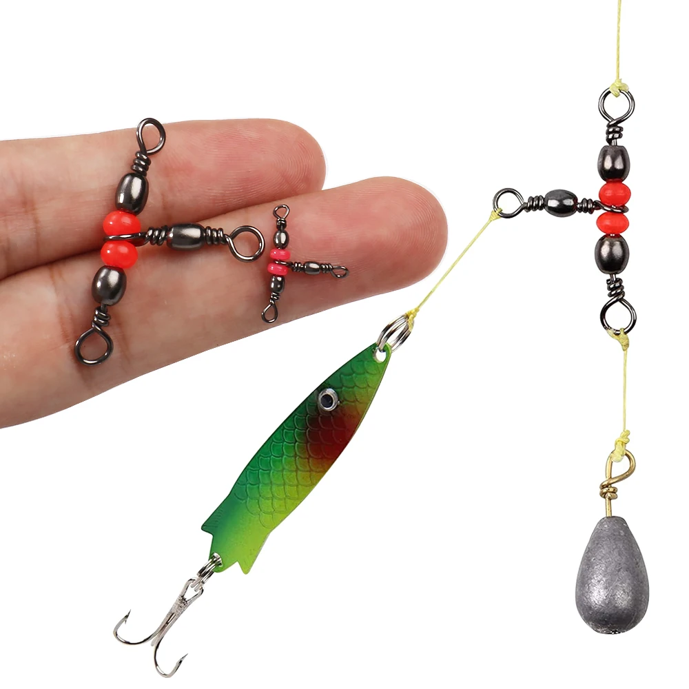 T-Swivel triple con giratorio y cuentas rojas para pesca salada