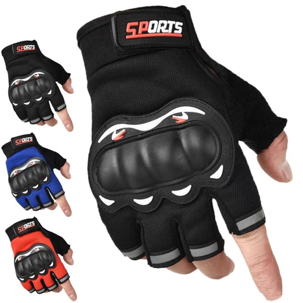 Guantes de pesca medio dedo con protectores nudillos tácticos