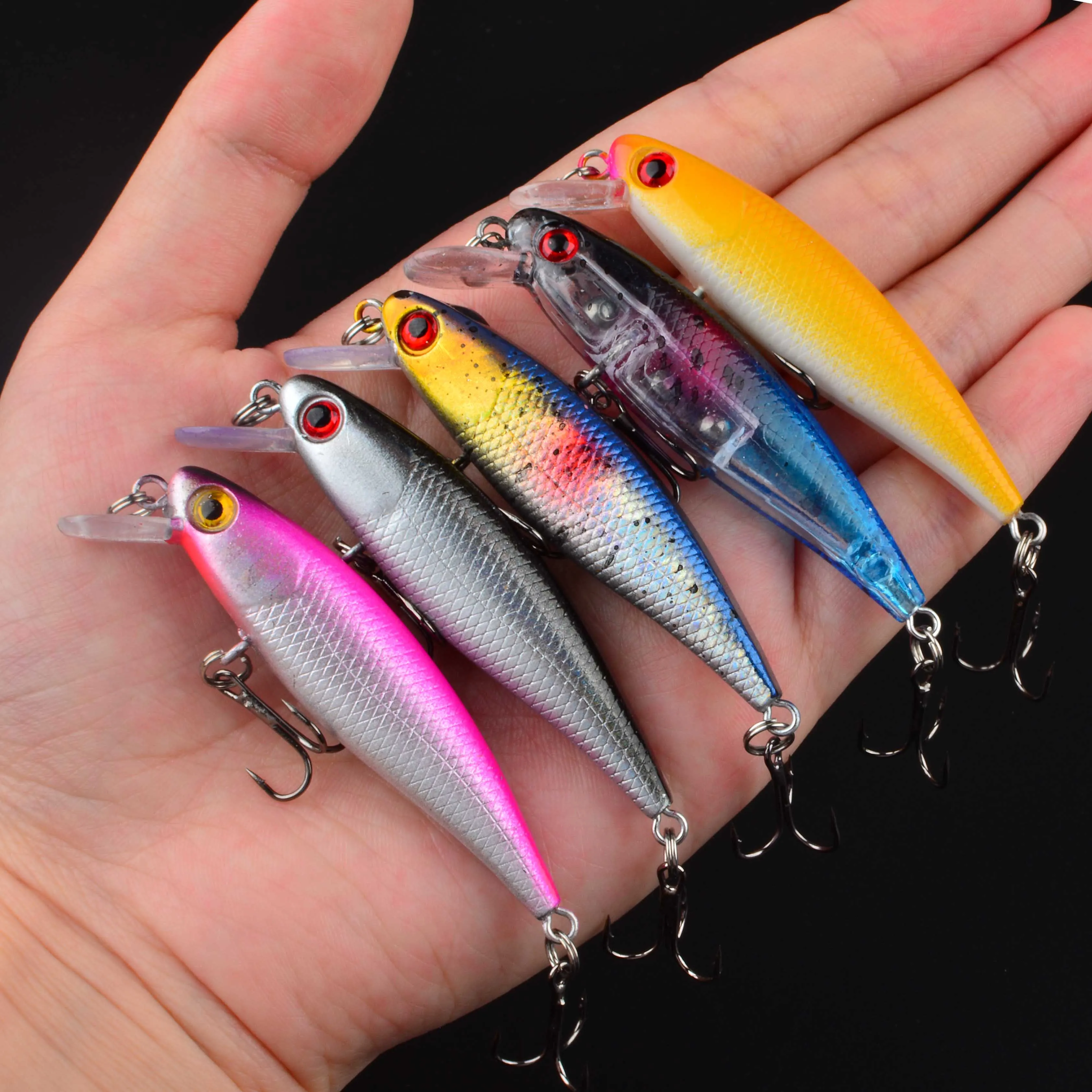 Señuelo de pesca tipo Minnow con ojos 3D