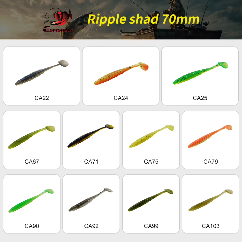 ESFISHING Señuelo vinilo Swimbait – Cola en T para perca y lubina - imagen 4