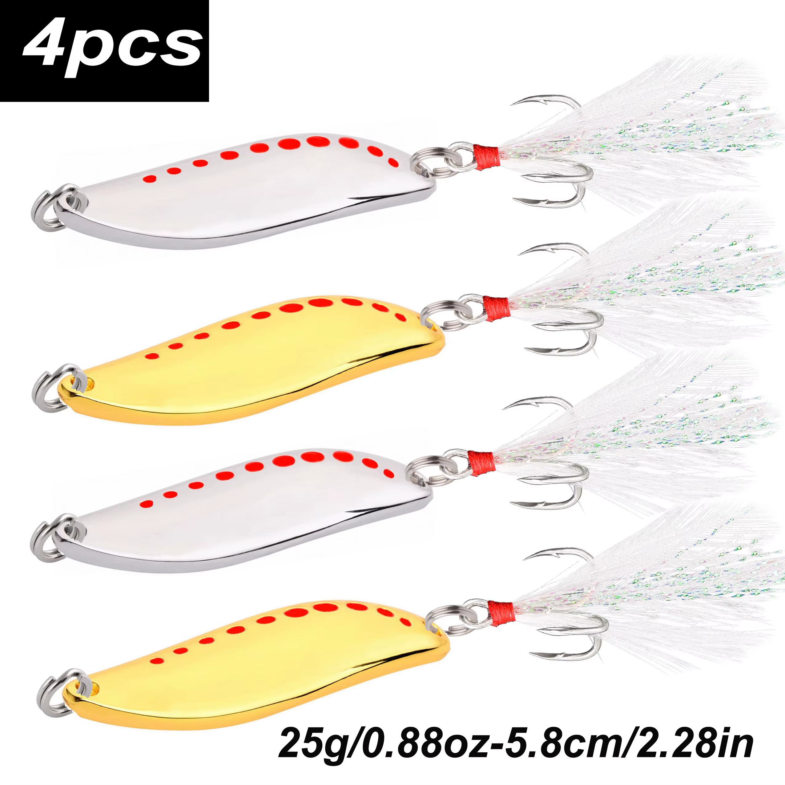 Señuelos Metal Vib dorados y plateados