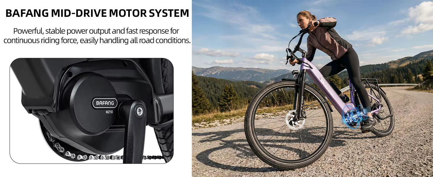 Vista de la bicicleta eléctrica para desplazamientos y rutas