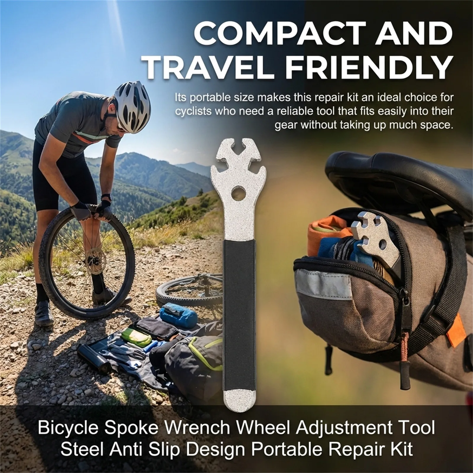 Llave para radios de bicicleta – mango antideslizante de acero - imagen 3