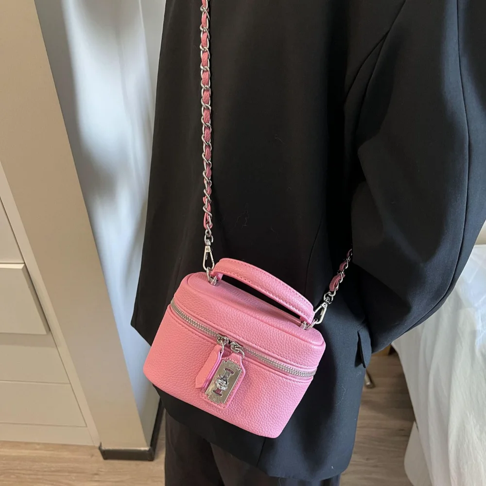 Mini bolso cruzado de PU con cadena y hebilla