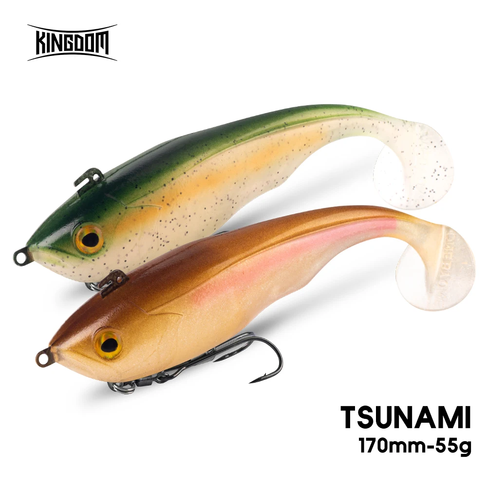 Kingdom Tsunami Señuelo hundimiento doble anzuelo cola T lucio lubina - imagen 4