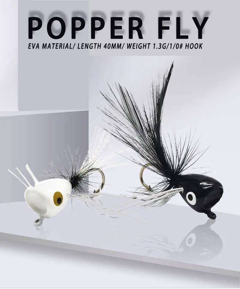 Pack de 5 señuelos popper flotantes TAKEDO para pesca con mosca