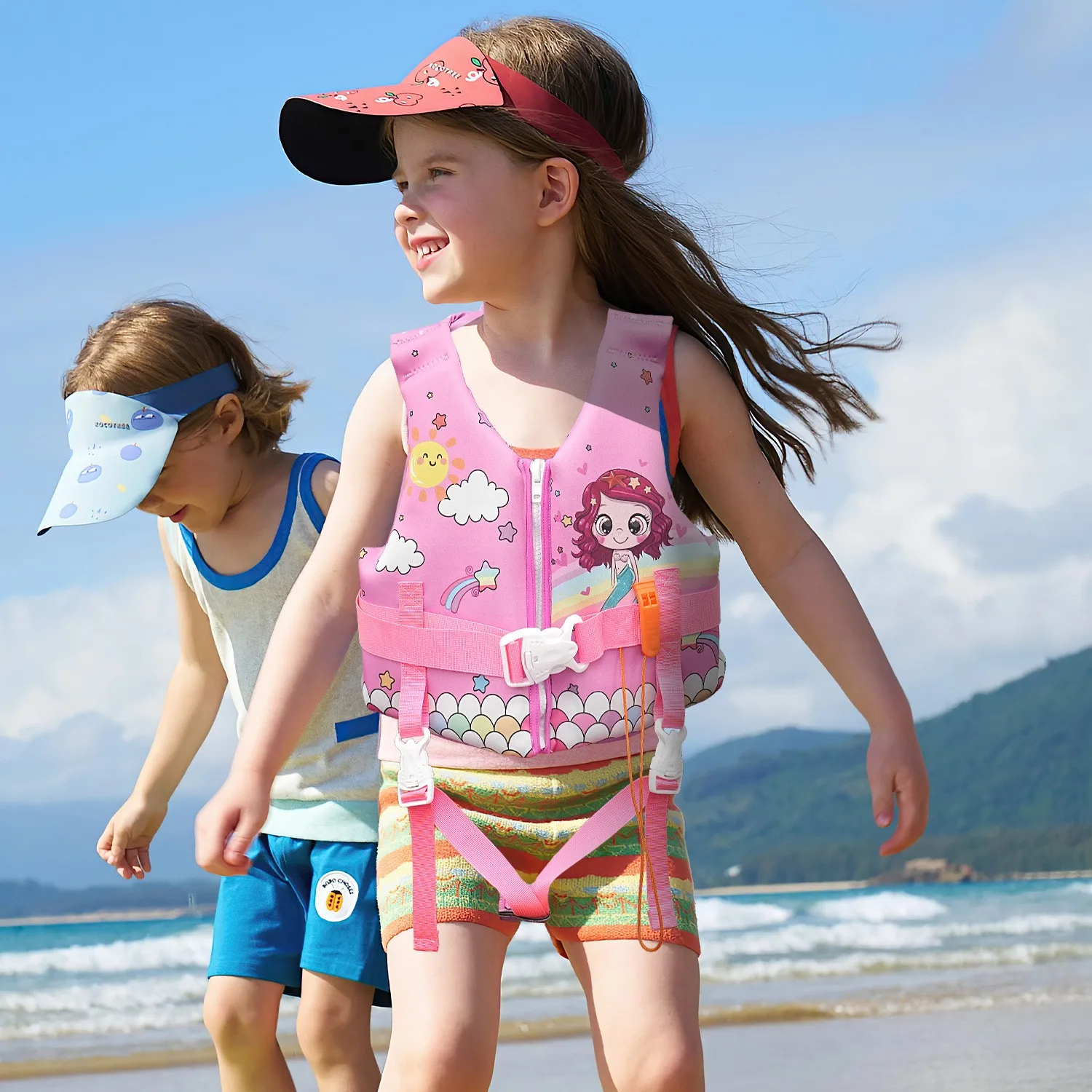 Chaleco salvavidas infantil en color azul con detalles reflectantes