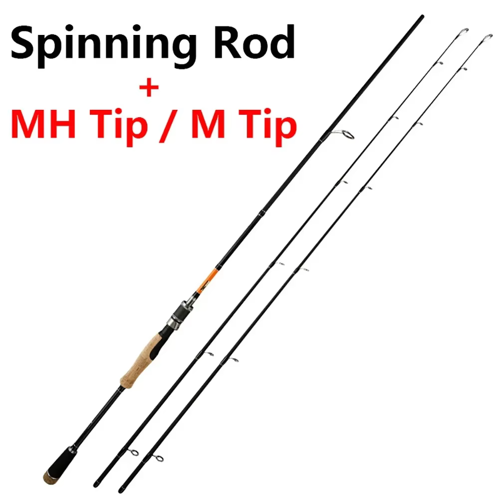 Caña spinning baitcasting M/MH fibra carbono ultraligera trucha carpa - imagen 2