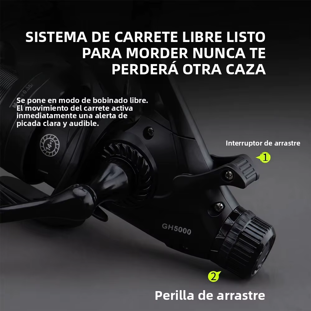 Carrete Huidiao Doble Freno 16kg – 4+1 BB – Pesca Lubina, Bagre, Carpa - imagen 5