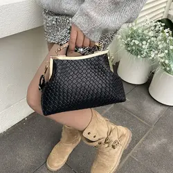 Bolso bandolera retro de cuero PU con gran capacidad y clip