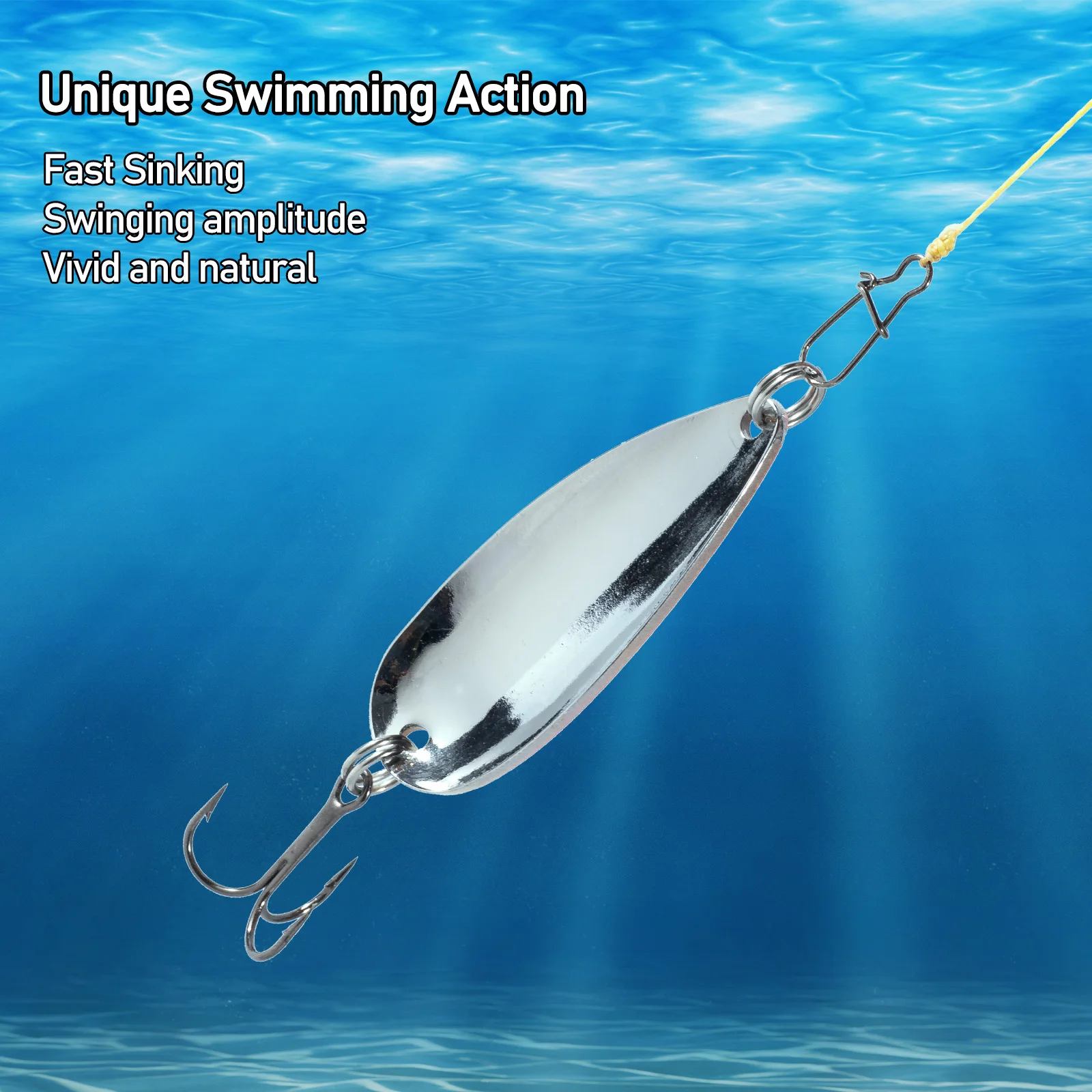Cucharilla giratoria de metal con anzuelo triple para pesca deportiva - imagen 2