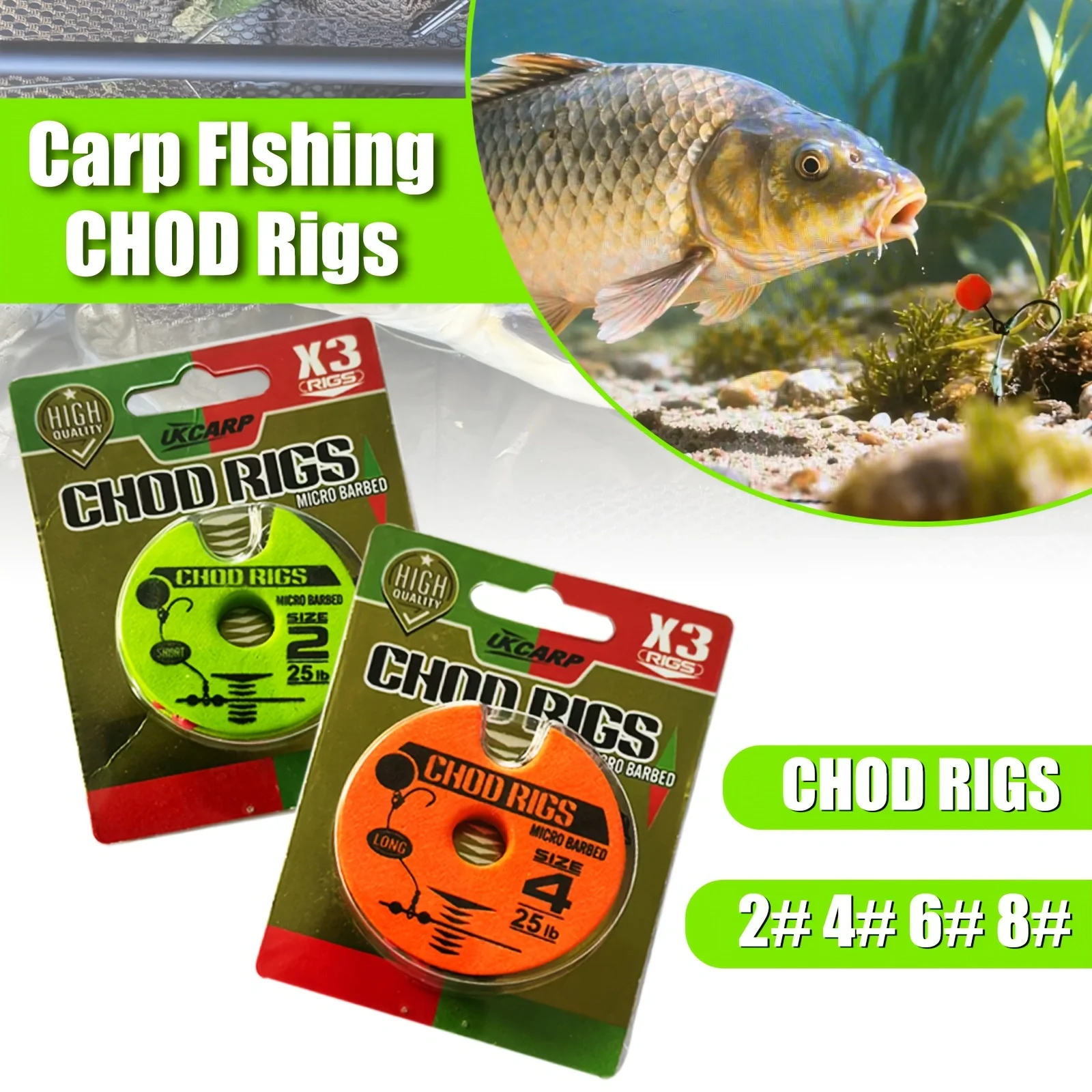 Rig Chod en colorido mixto para pesca de carpa