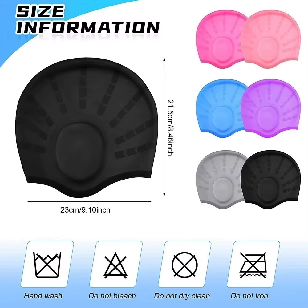 Gorro de natación de silicona antideslizante con protección auditiva - imagen 5