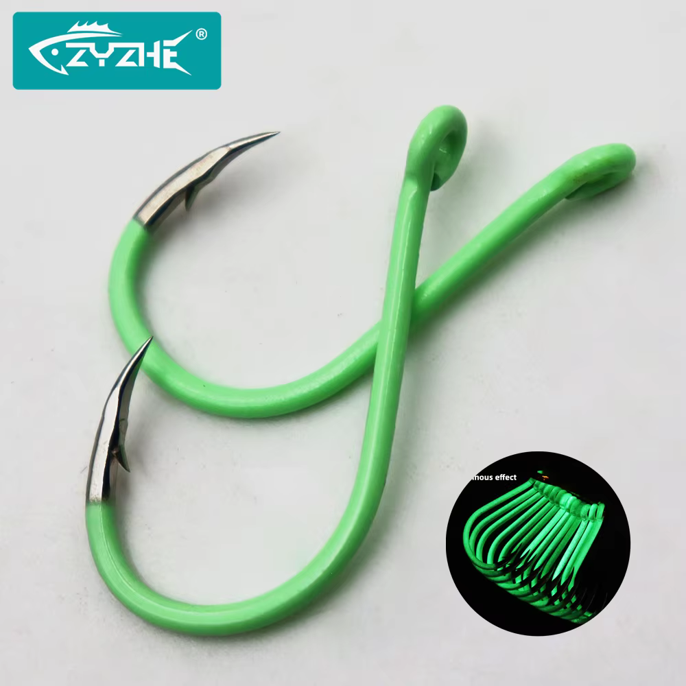 ZYZHE Anzuelos Chinu Fluorocarbono para pesca nocturna de carpa