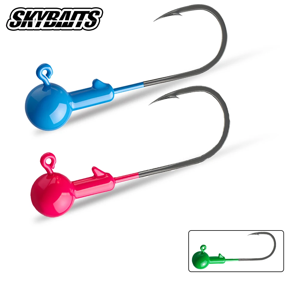 Jig Head metálicos con cabeza de bola, púas y vástago luminoso