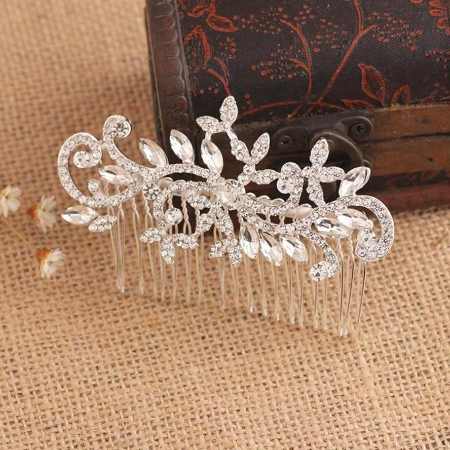 Peineta nupcial con pedrería y diamantes de imitación vintage - imagen 2