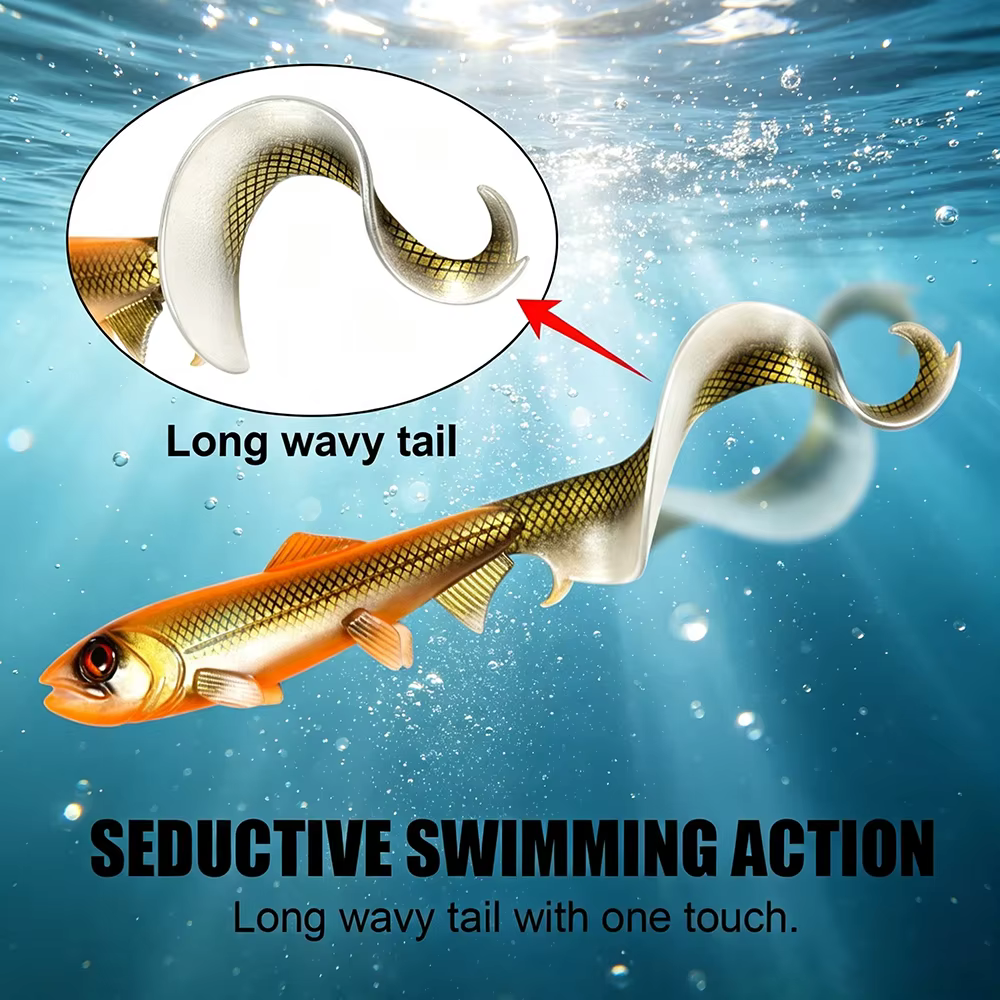 Spinpoler Firebomb Swimbait – Cola ondulada, nado lento, peces - imagen 2