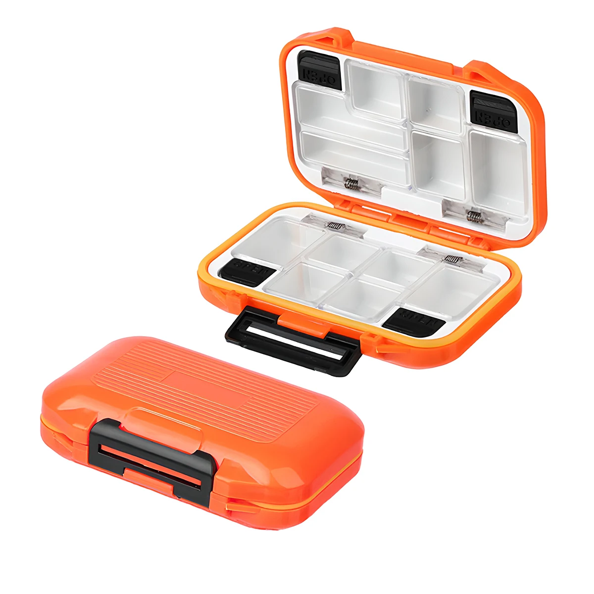 Caja de aparejos de pesca impermeable con compartimentos organizadores