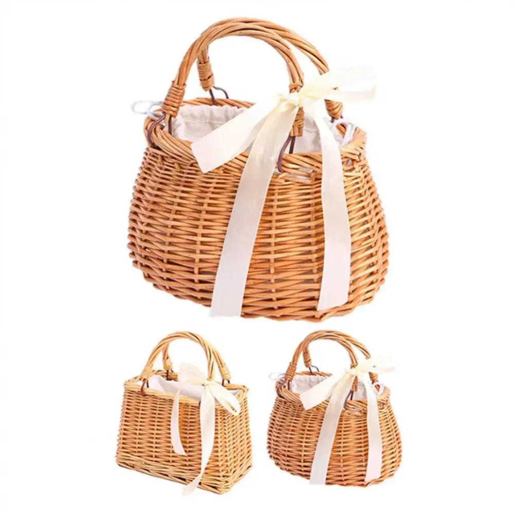 Cesta Mimbre Picnic Tejida a Mano – Bolso Ratán - imagen 3
