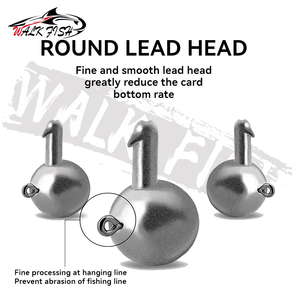 WALK FISH Jig Head – Cabeza de Plomo Offset para Lubina con Vinilo