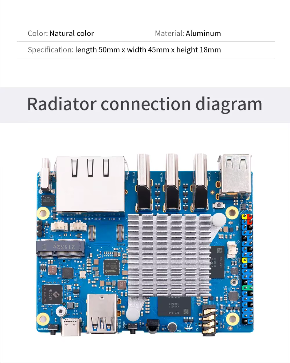 Disipador montado en placa Orange Pi 5 Plus