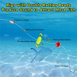 Sonajero doble para pesca portátil con cuentas campana atrae peces