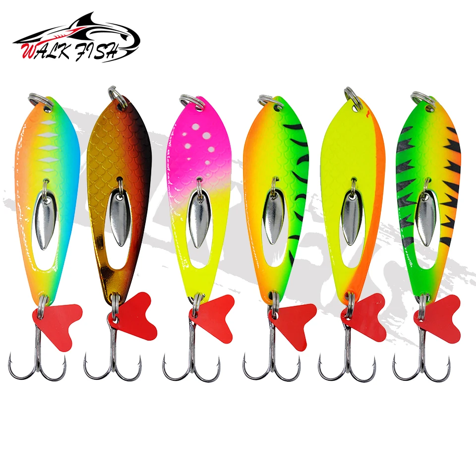 Cuchara metálica Walk Fish con lentejuelas y ruido para spinning - imagen 4