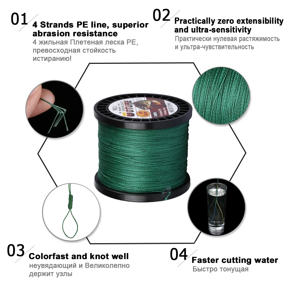 Goture Línea de pesca trenzada PE súper resistente multifilamento