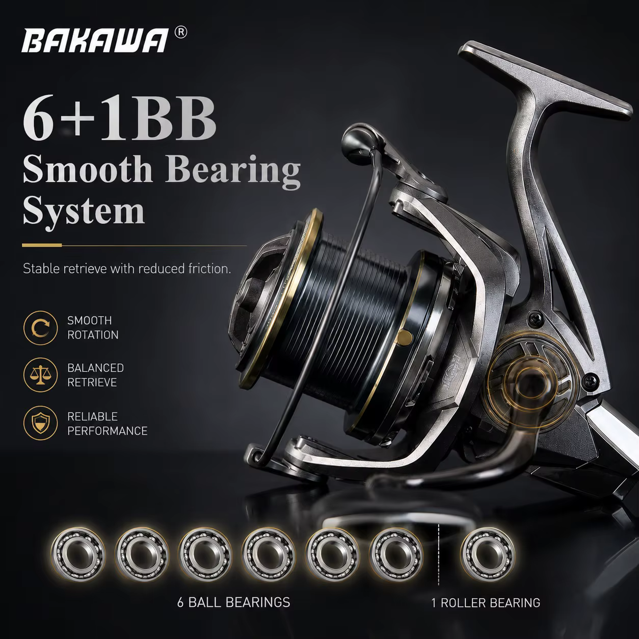 Carrete de spinning BAKAWA 10000 – Gran capacidad agua dulce y salada - imagen 5