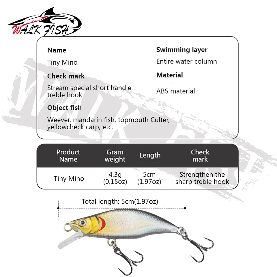 Walk Fish Señuelo Minnow Crank hundimiento lento para lubina y lucio - imagen 5
