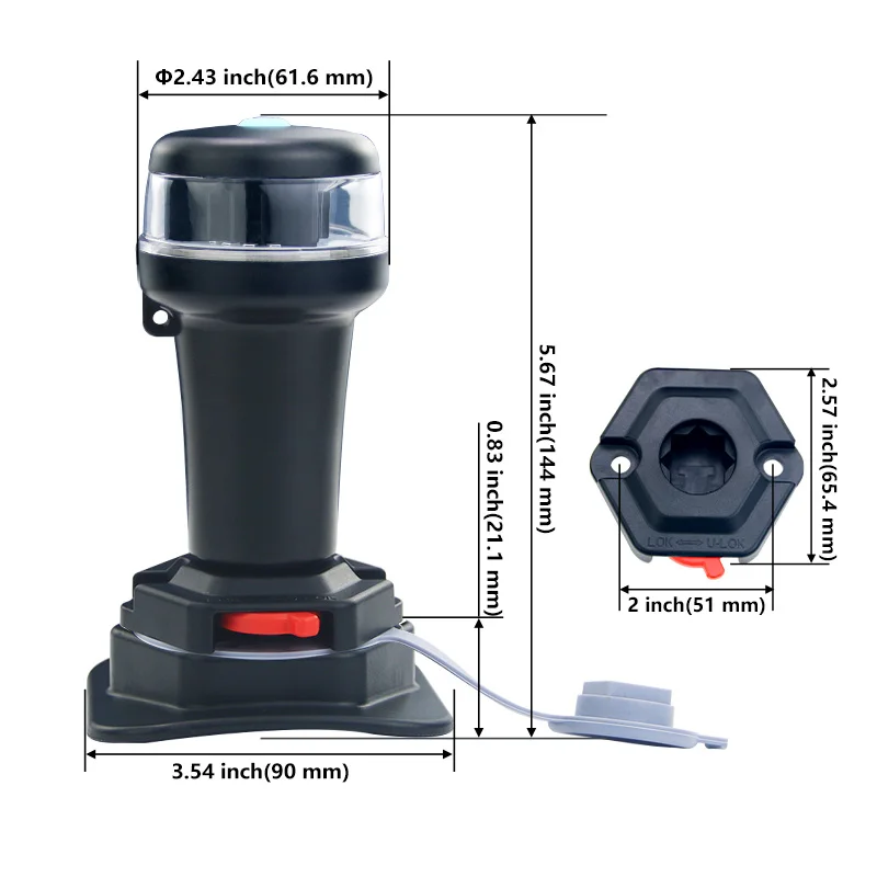 Lámpara navegación LED portátil ANHEART kayak y barco – Pilas AA - imagen 5