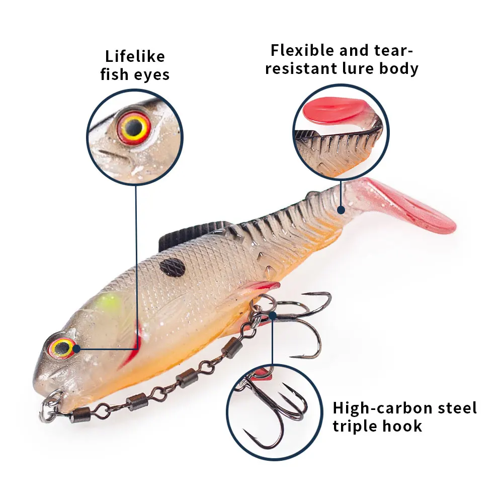 Hanlin swimbait de silicona con cola en T para lucios y lubinas - imagen 2