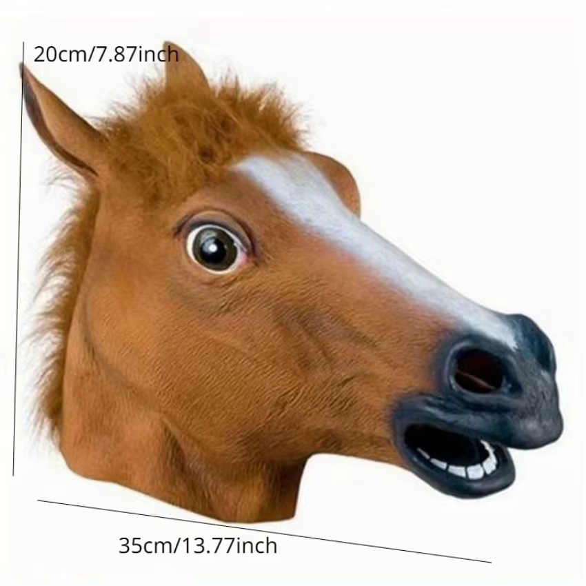 Máscara realista cabeza caballo para disfraz Halloween y fiestas temáticas - imagen 5