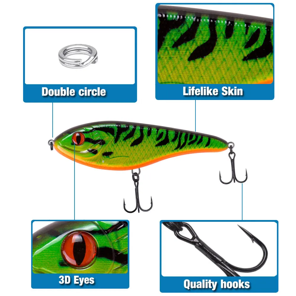 FREE FISHER Jerkbait deslizante – Swimbait duro para pesca mayor
