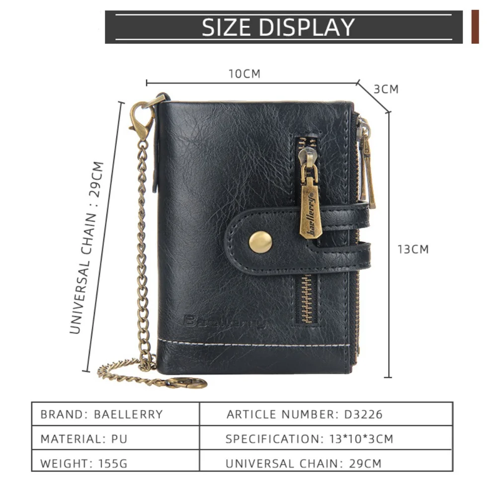Cartera de cuero para hombre con doble cremallera y monedero - imagen 4