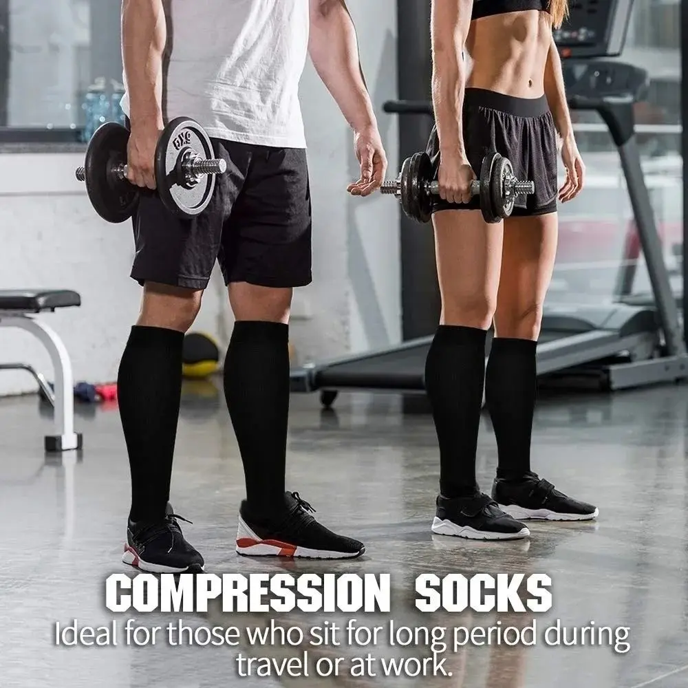 Calcetines de compresión hasta la rodilla elásticos de color sólido - imagen 2