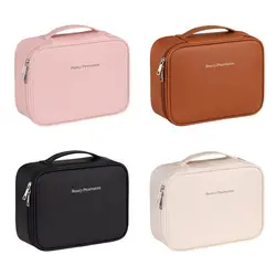 Bolsa de cosméticos impermeable doble capa con cierre y gran capacidad