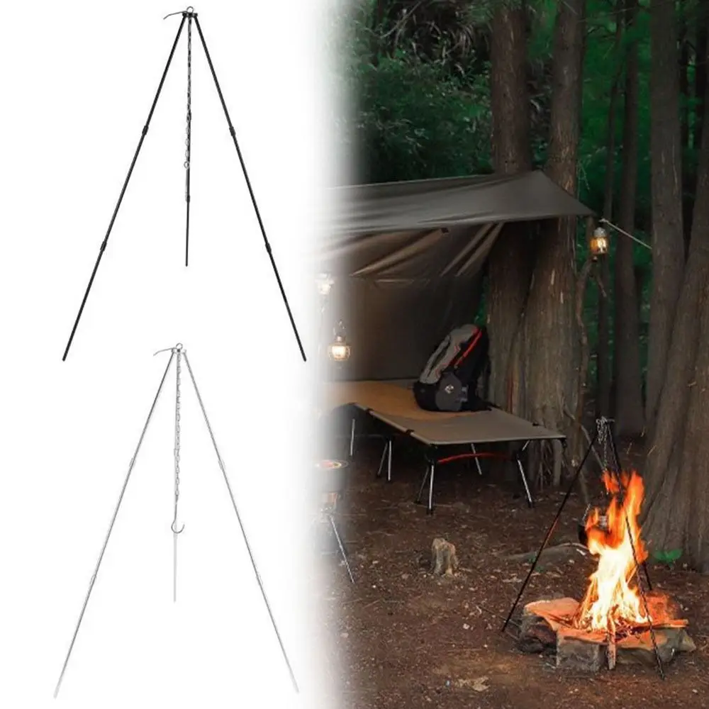 Trípode de fogata portátil ajustable desmontable para olla de cocina, barbacoa - imagen 5
