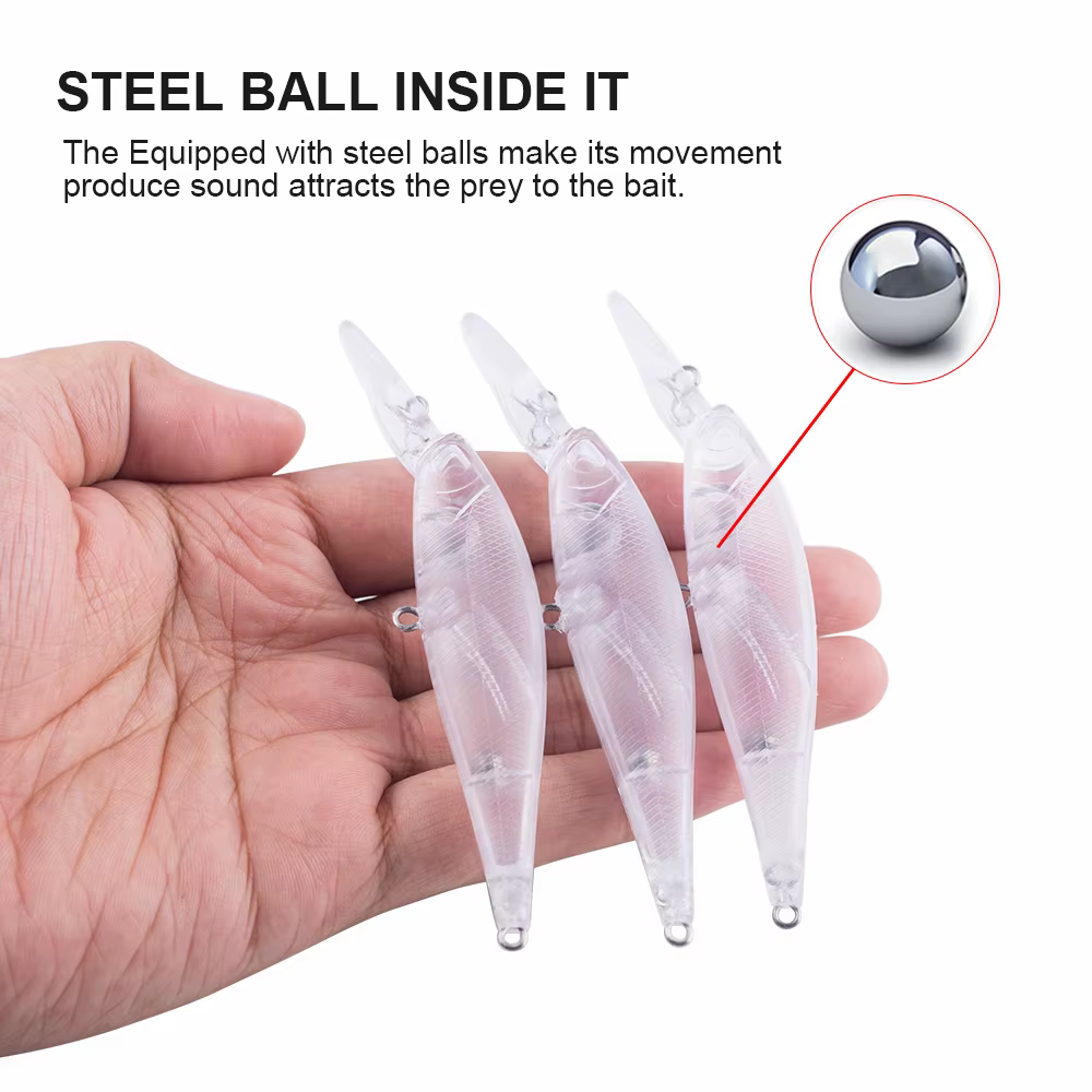Wobbler Minnow Hanlin – Señuelo color blanco transparente - imagen 3