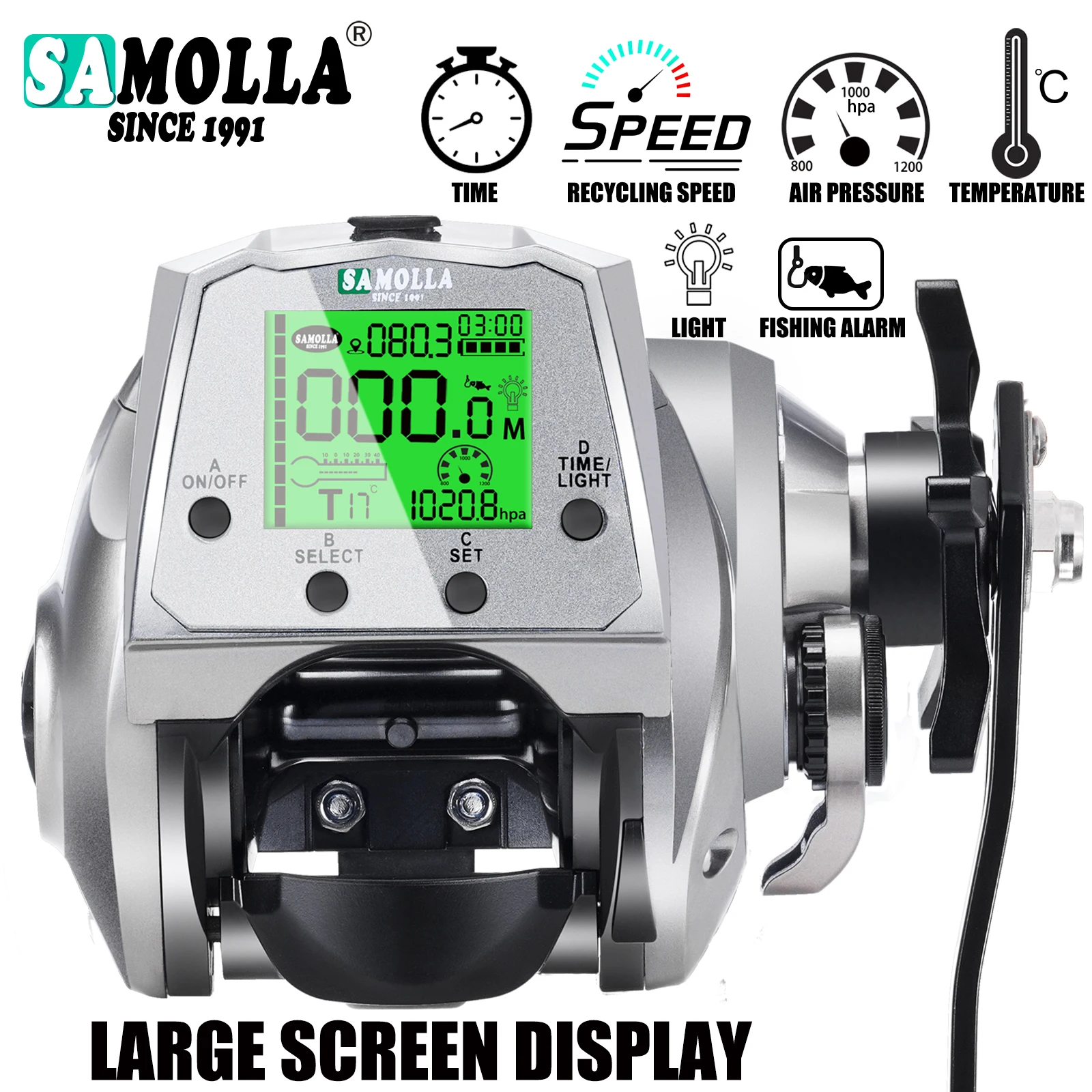 Carrete baitcasting electrónico con pantalla y control de temperatura - imagen 3