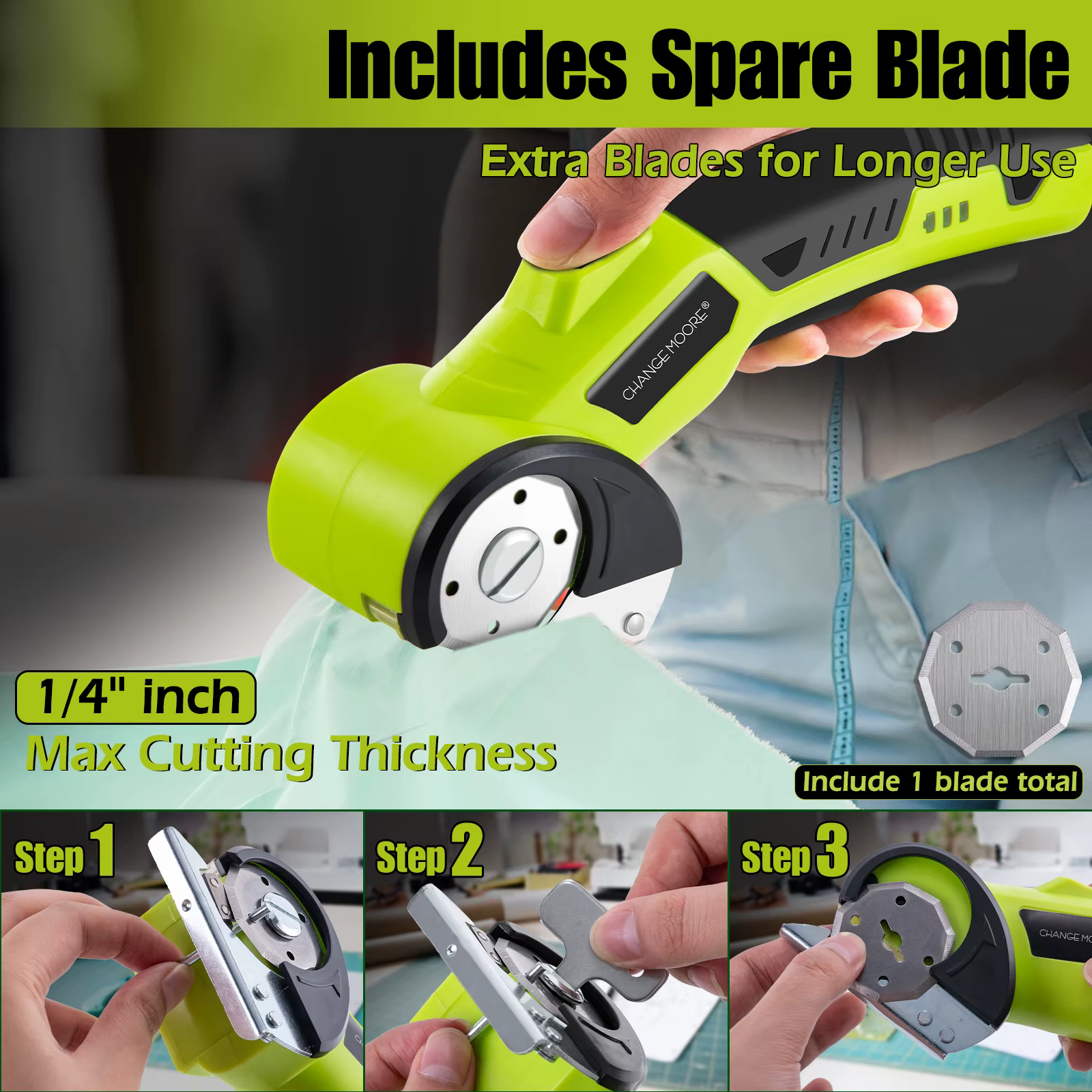 Tijeras eléctricas CHANGE MOORE USB para cortar tela y cuero - imagen 4
