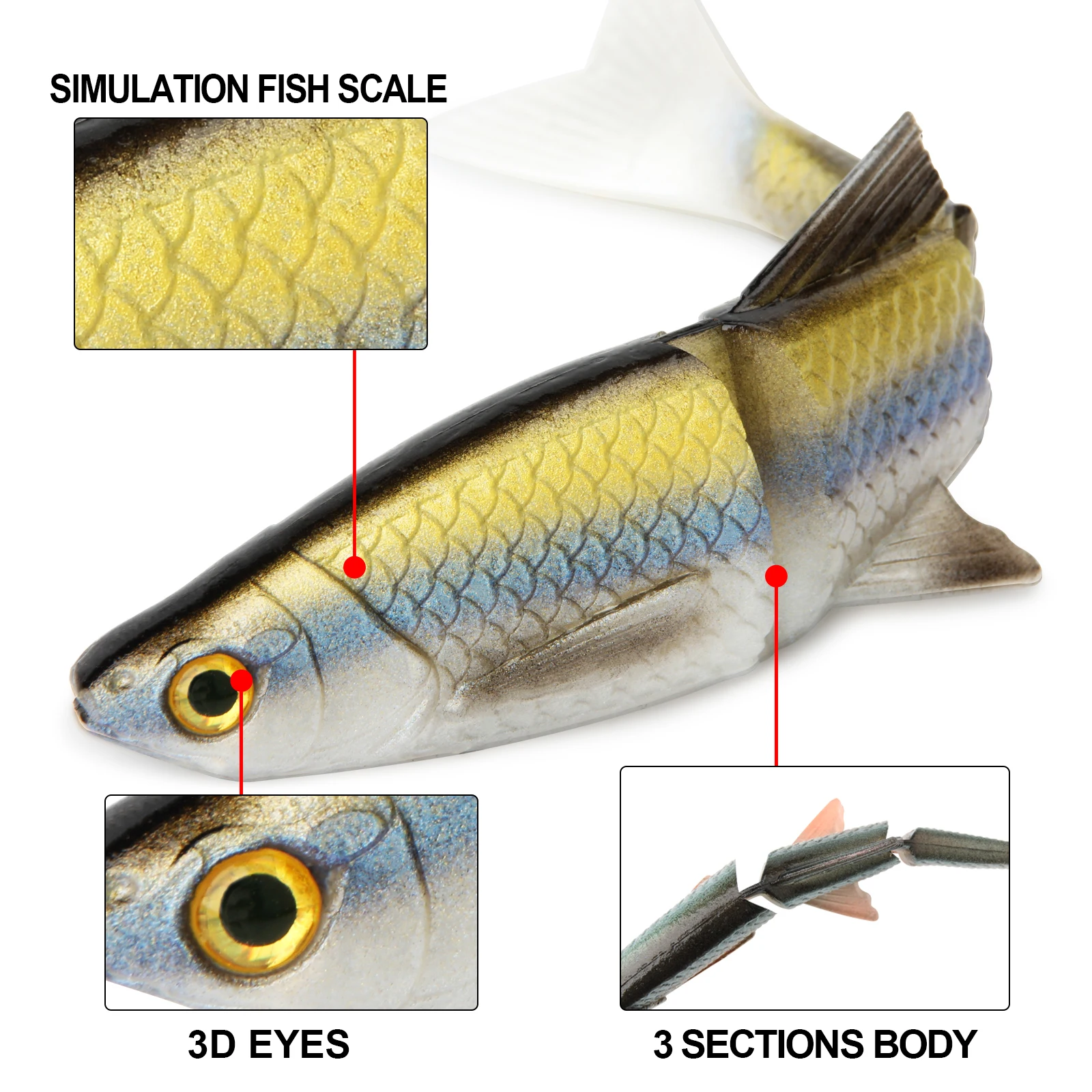 Spinpoler Swim Jerk – Cebo articulado 3 segmentos para bass y perca - imagen 2