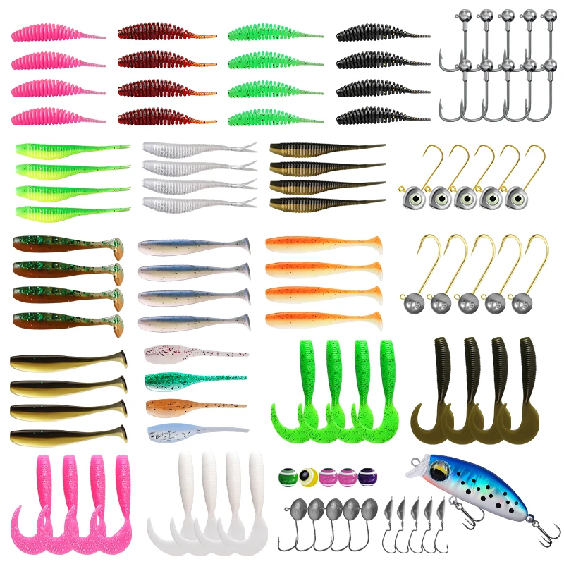 Kit de señuelos blandos y anzuelos swimbait realista en caja - imagen 4