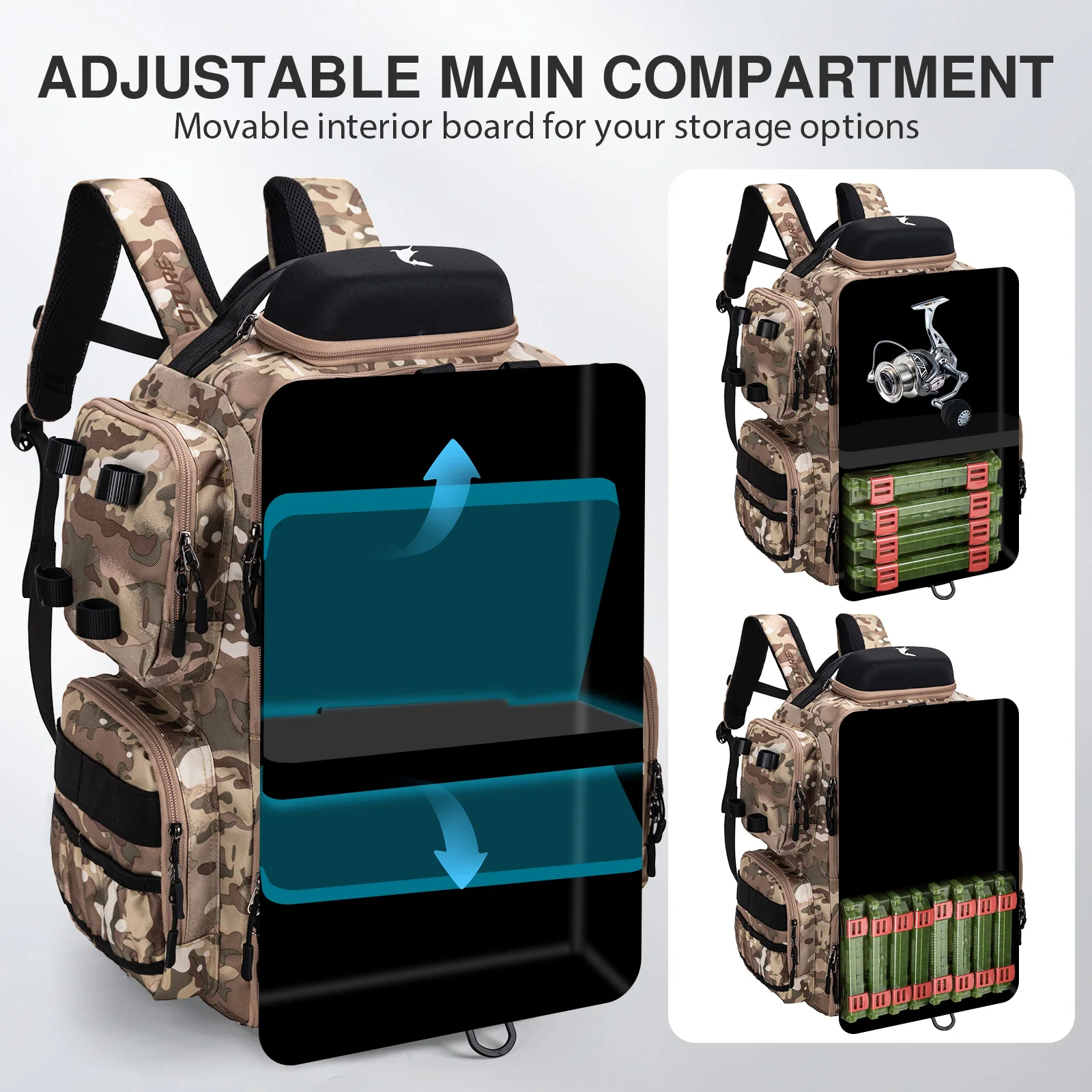 La bolsa junto a equipo de acampada para apreciar su tamaño