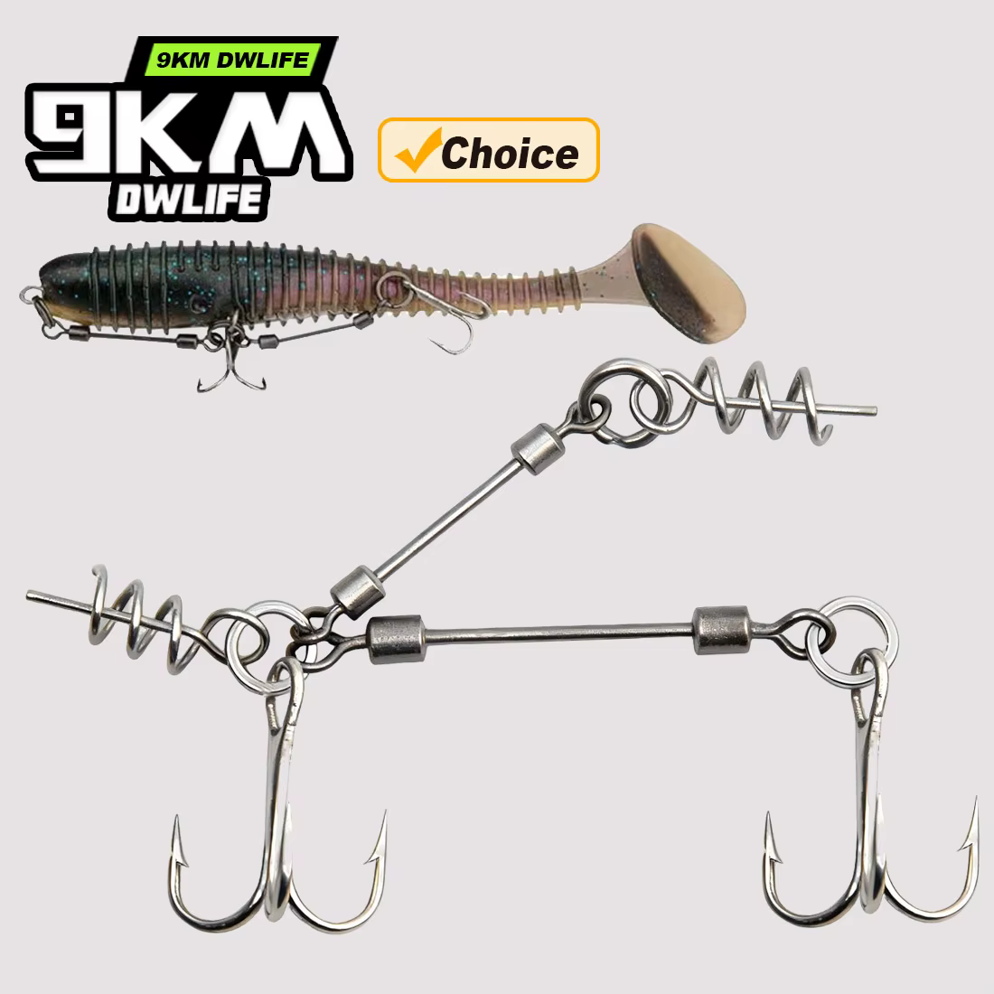Anzuelo triple Stinger 9KM con tornillo corcho para lucio