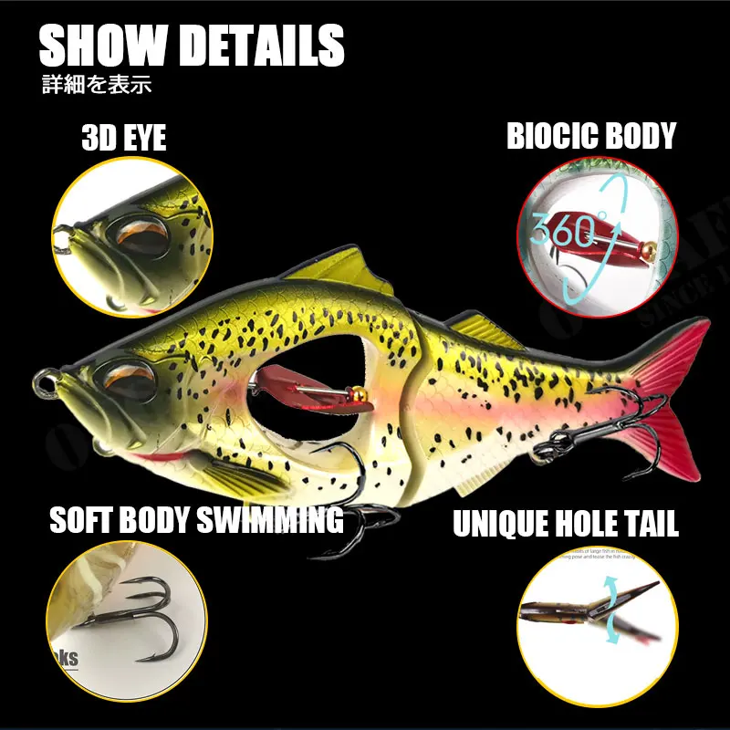 Swimbait articulado – Wobbler hundimiento metacrilato - imagen 3