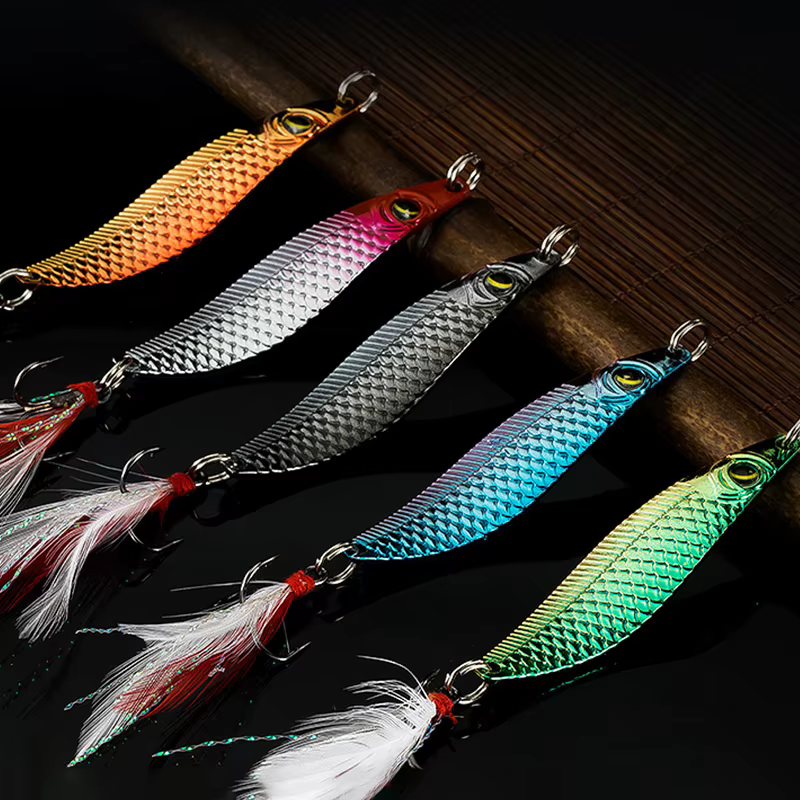 Señuelo Wobbler con lentejuelas y anzuelo de plumas multicolor - imagen 5