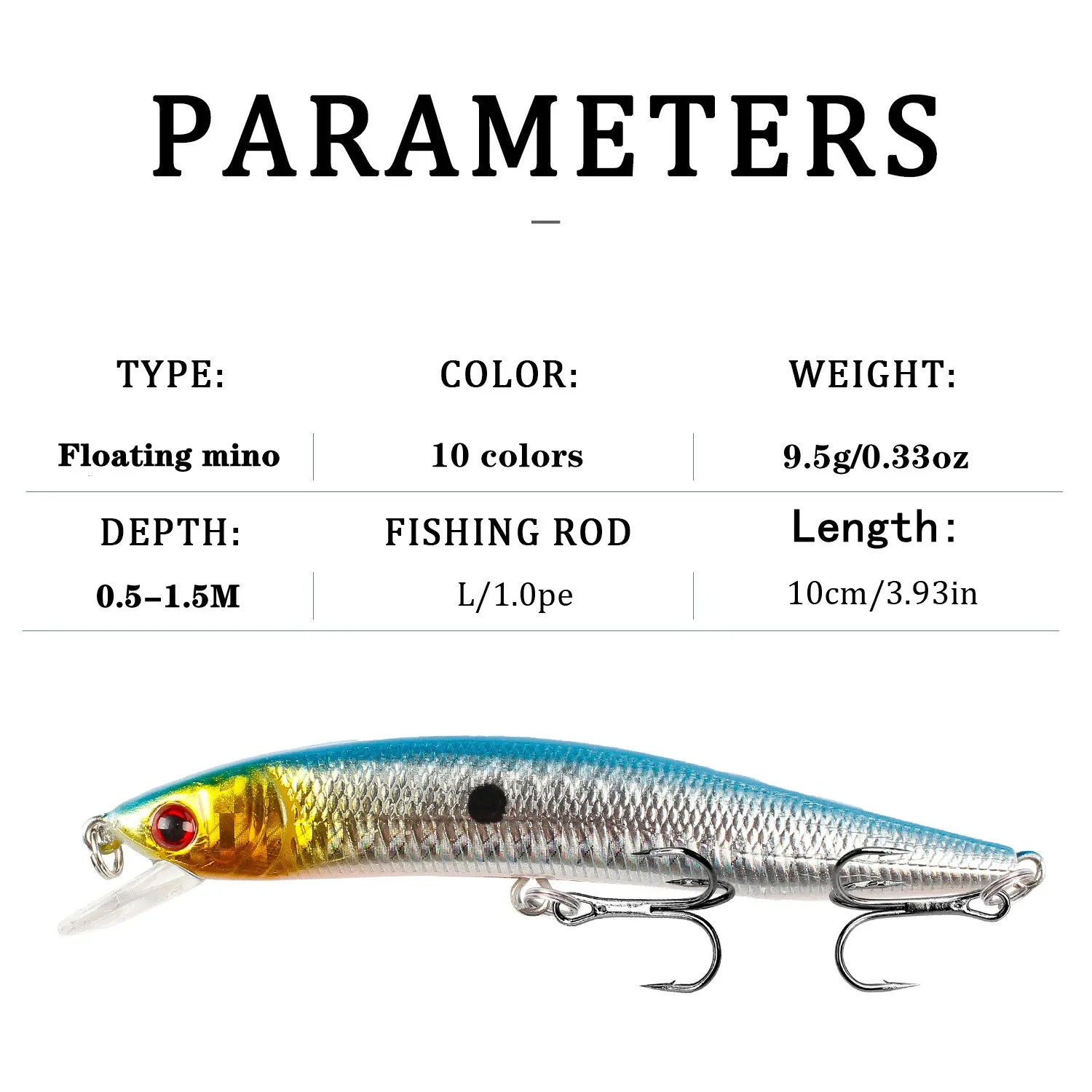 Señuelo Minnow flotante Crankbait ojos tridimensionales para lucio - imagen 2