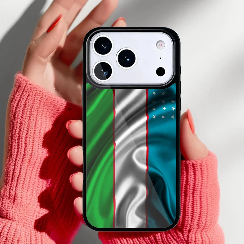 Funda trasera con bandera de Uzbekistán para iPhone
