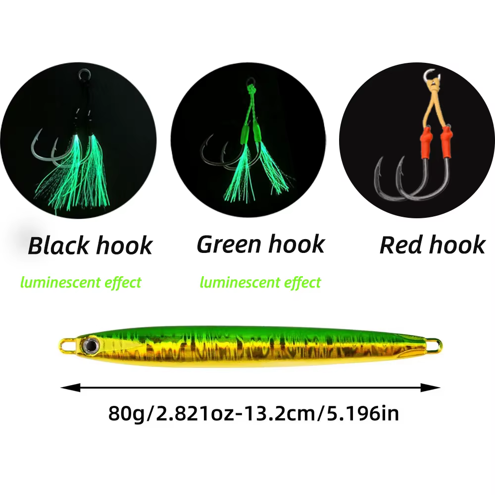 Jig de metal hundidor rápido 80 g – Señuelo ideal para agua salada - imagen 3